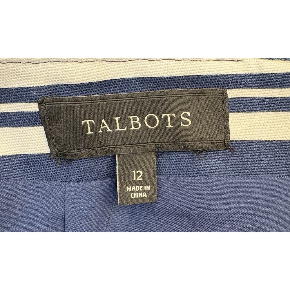 Talbots Blue and White Chevron Stripe Mini Skirt Size 12 Lined Cotton NWT - Picture 2 of 5